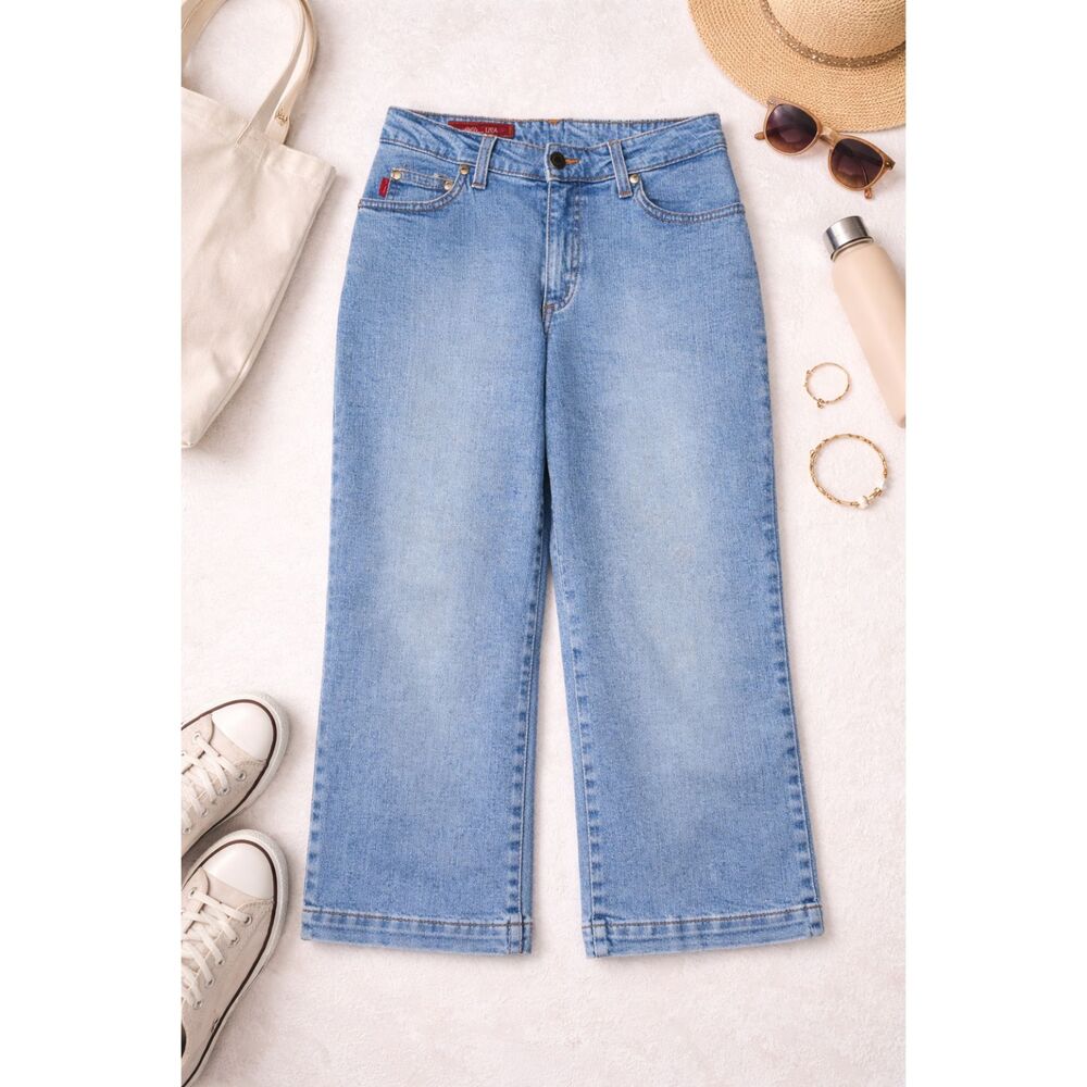 Makers USA Blue Jeans Women’s Size 4 Wide Leg Crop Denim (1022)